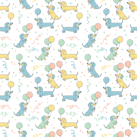 Up, Pup & Away – Balloon Dachshund Wrapping Paper