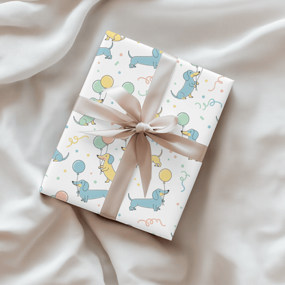 Up, Pup & Away – Balloon Dachshund Wrapping Paper