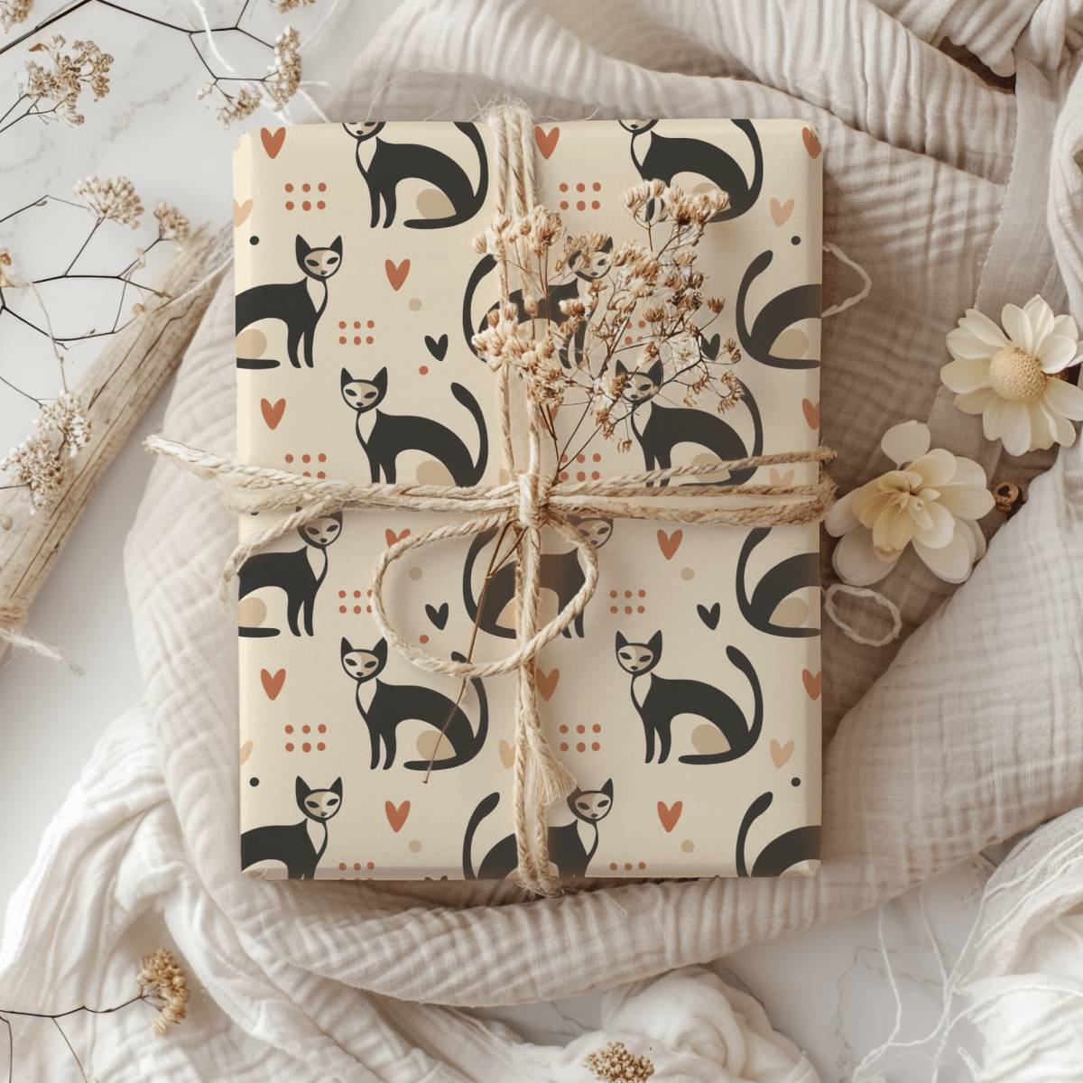 Feline Fine – Retro Cat Wrapping Paper
