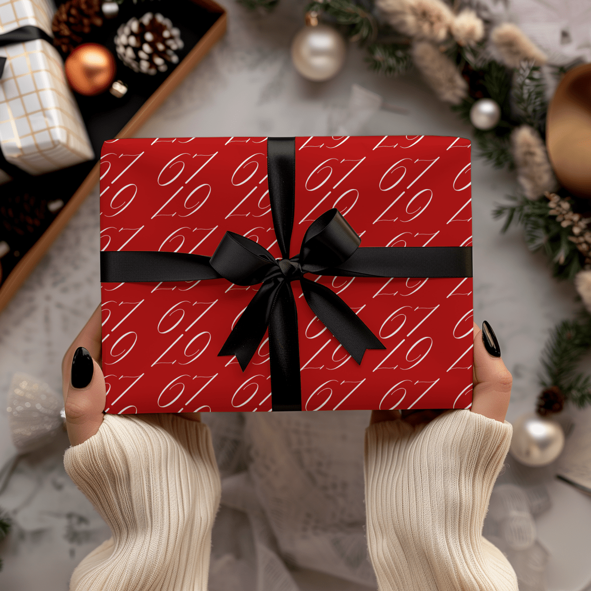 67 Hot – Scarlet Luxe Holiday Wrapping Paper