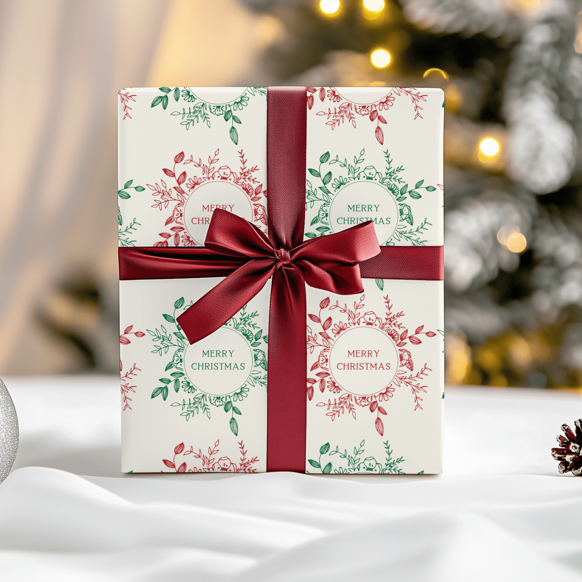 Holly Jolly Wreaths – Classic Christmas Wrapping Paper