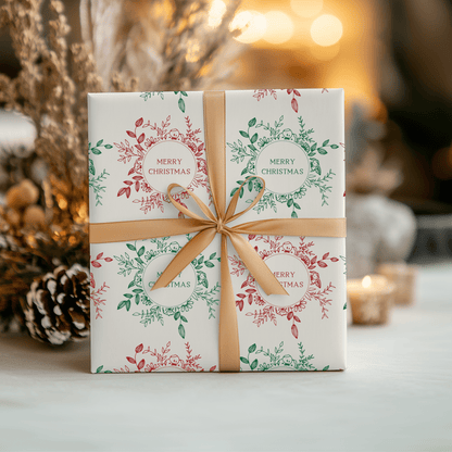 Holly Jolly Wreaths – Classic Christmas Wrapping Paper