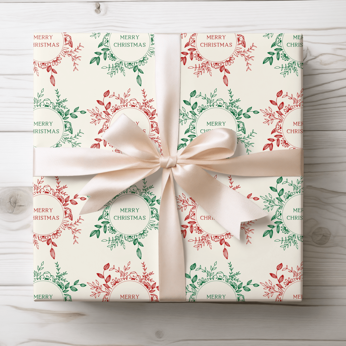Holly Jolly Wreaths – Classic Christmas Wrapping Paper