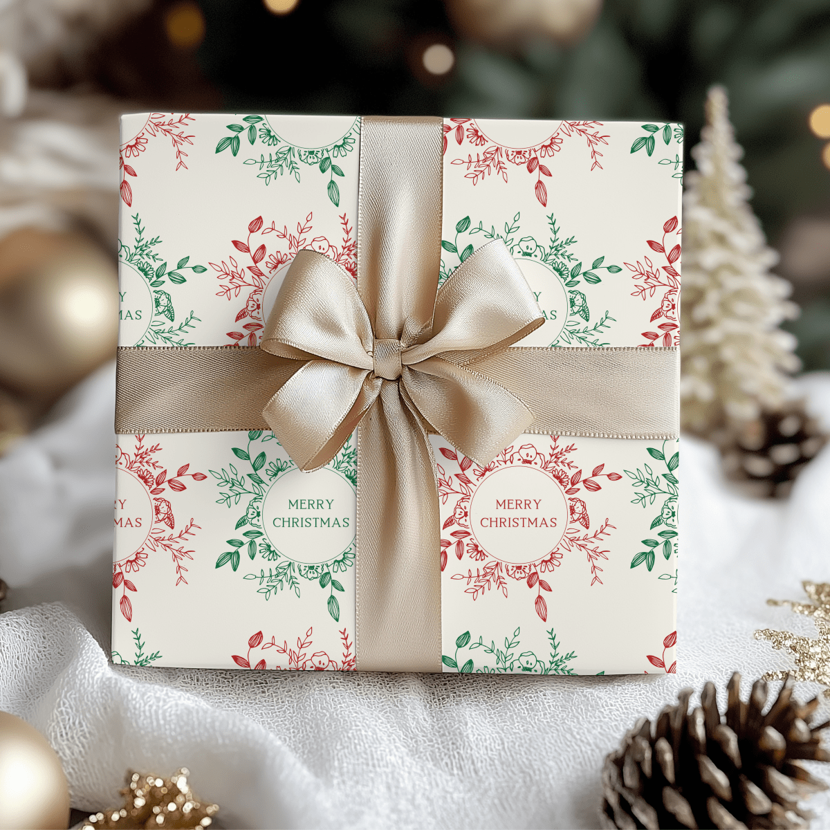 Holly Jolly Wreaths – Classic Christmas Wrapping Paper