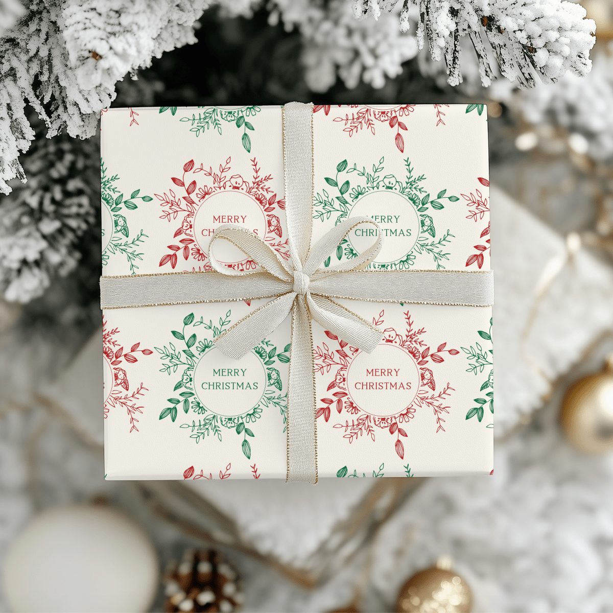 Holly Jolly Wreaths – Classic Christmas Wrapping Paper