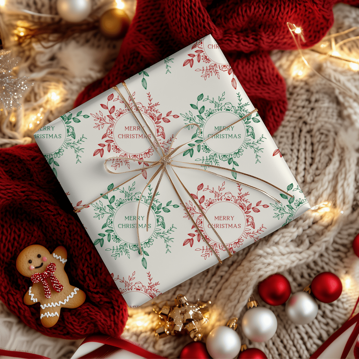 Holly Jolly Wreaths – Classic Christmas Wrapping Paper
