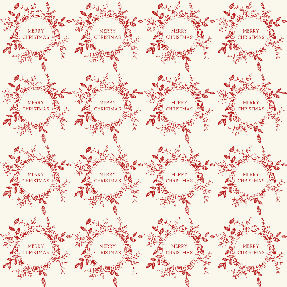 Cranberry Wreaths – Red Botanical Christmas Wrapping Paper