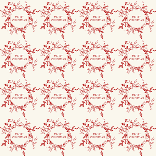 Cranberry Wreaths – Red Botanical Christmas Wrapping Paper