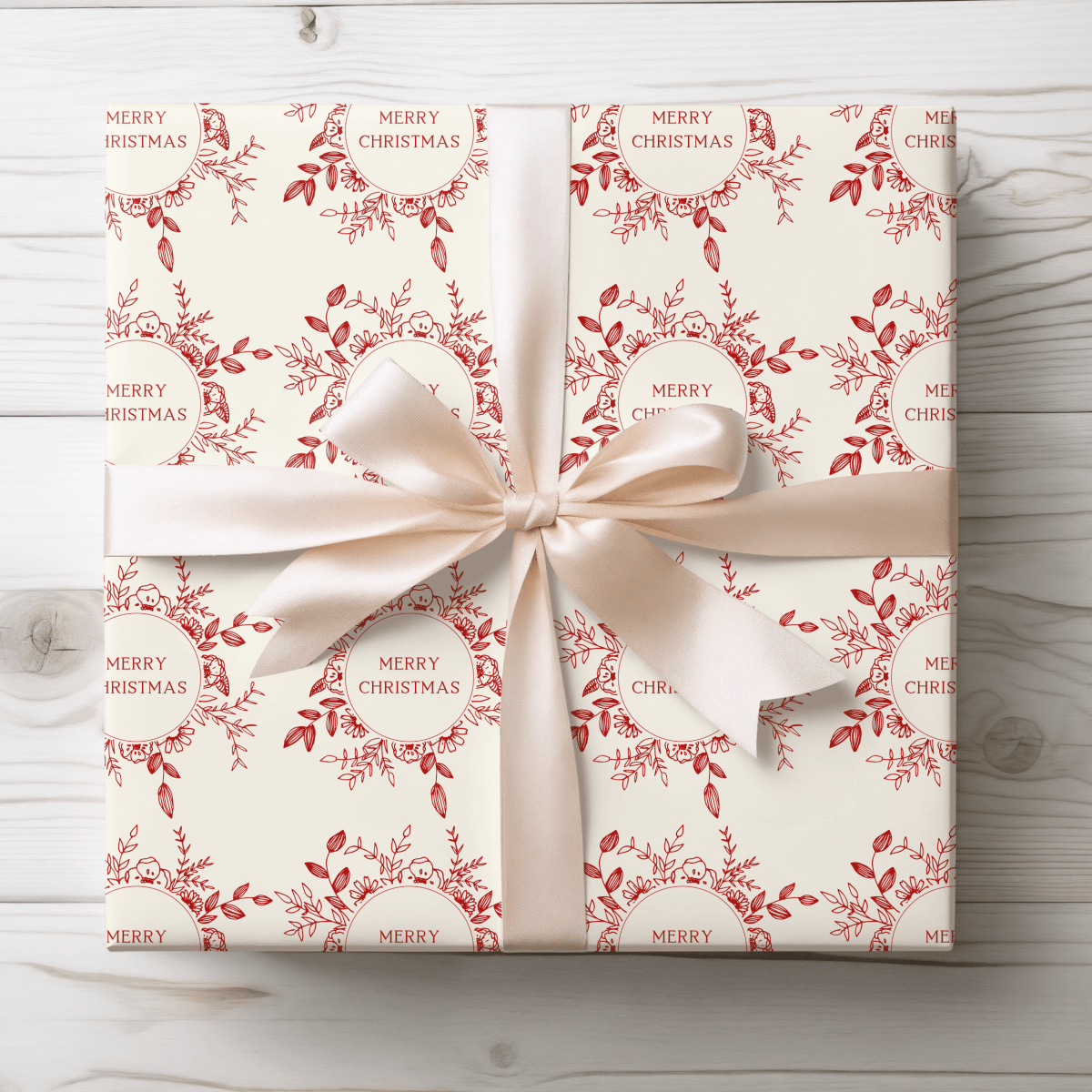 Cranberry Wreaths – Red Botanical Christmas Wrapping Paper