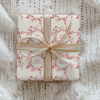 Cranberry Wreaths – Red Botanical Christmas Wrapping Paper