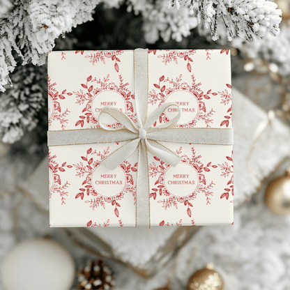 Cranberry Wreaths – Red Botanical Christmas Wrapping Paper