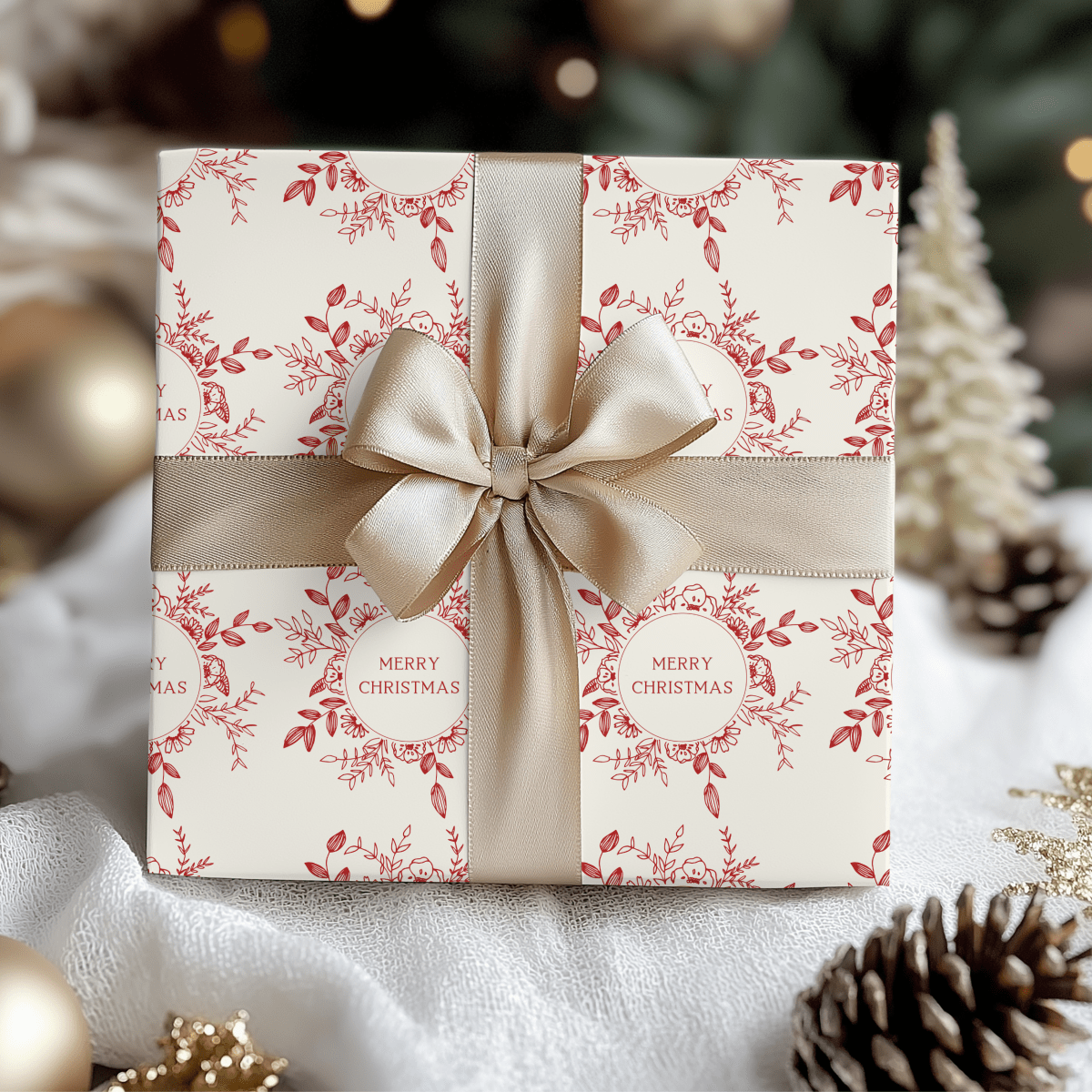 Cranberry Wreaths – Red Botanical Christmas Wrapping Paper