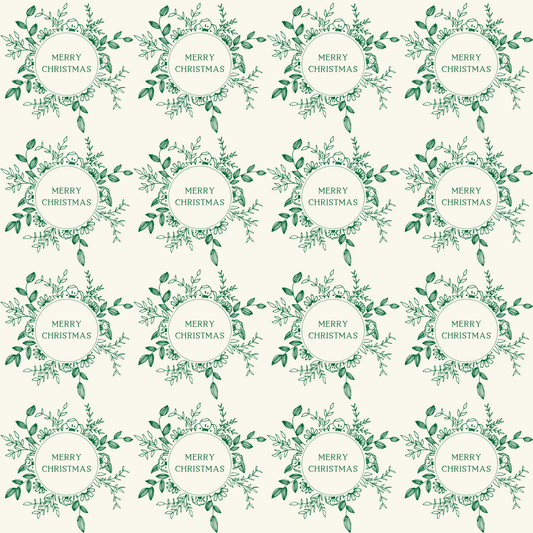 Evergreen Wreaths – Green Botanical Christmas Wrapping Paper