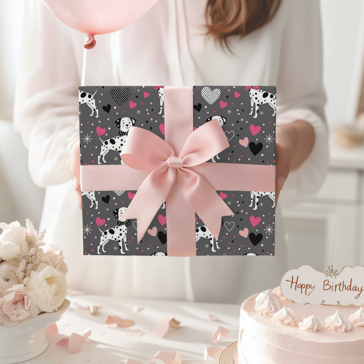 Spot On Sweetheart – Dalmatian Love Wrapping Paper