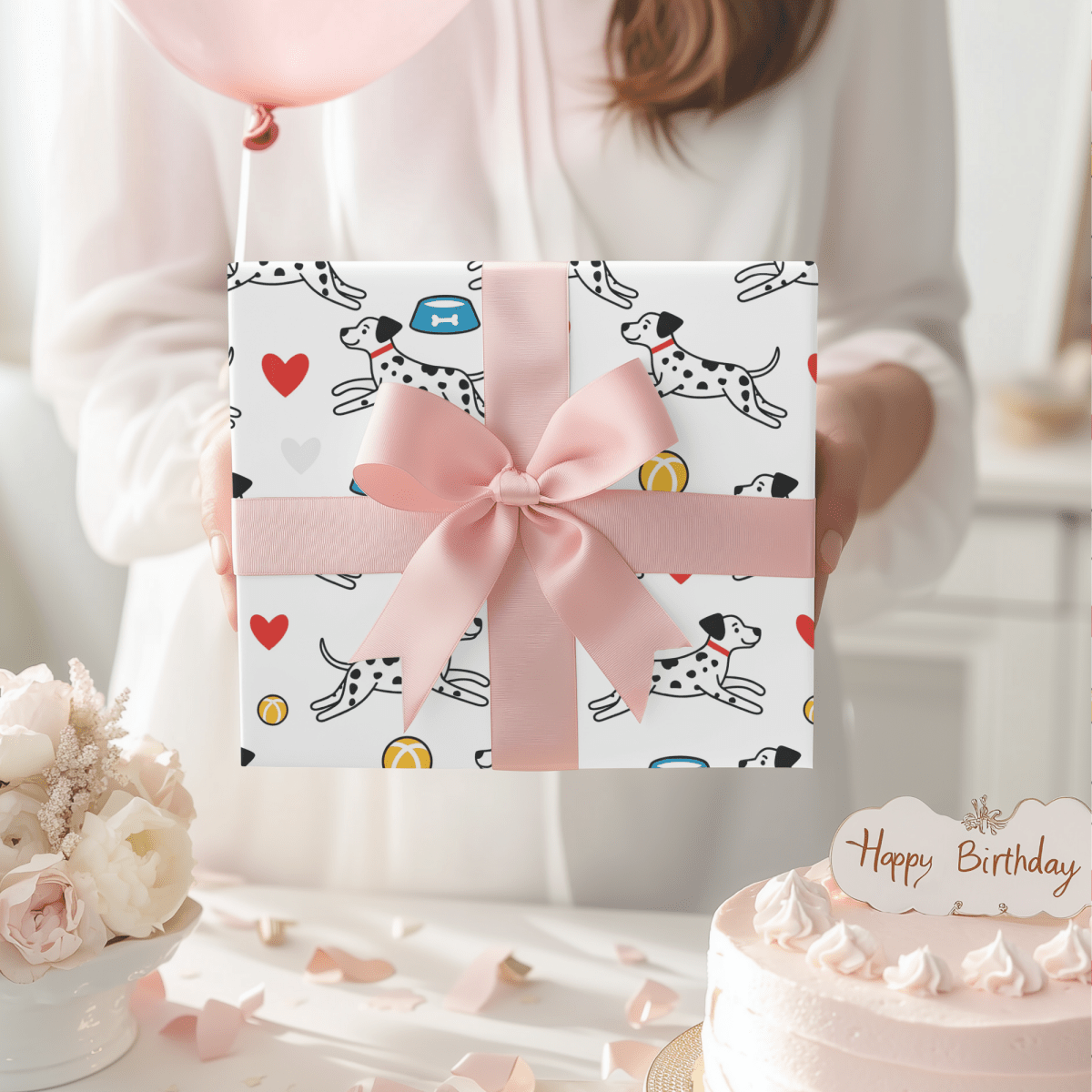 Dash & Dots – Playful Dalmatian Wrapping Paper