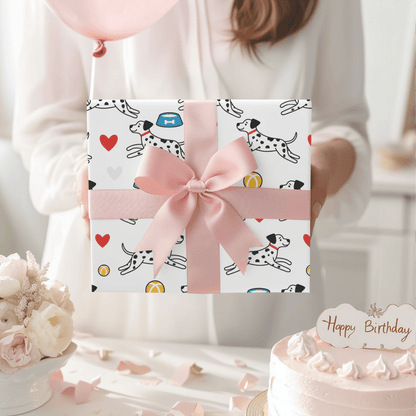 Dash & Dots – Playful Dalmatian Wrapping Paper