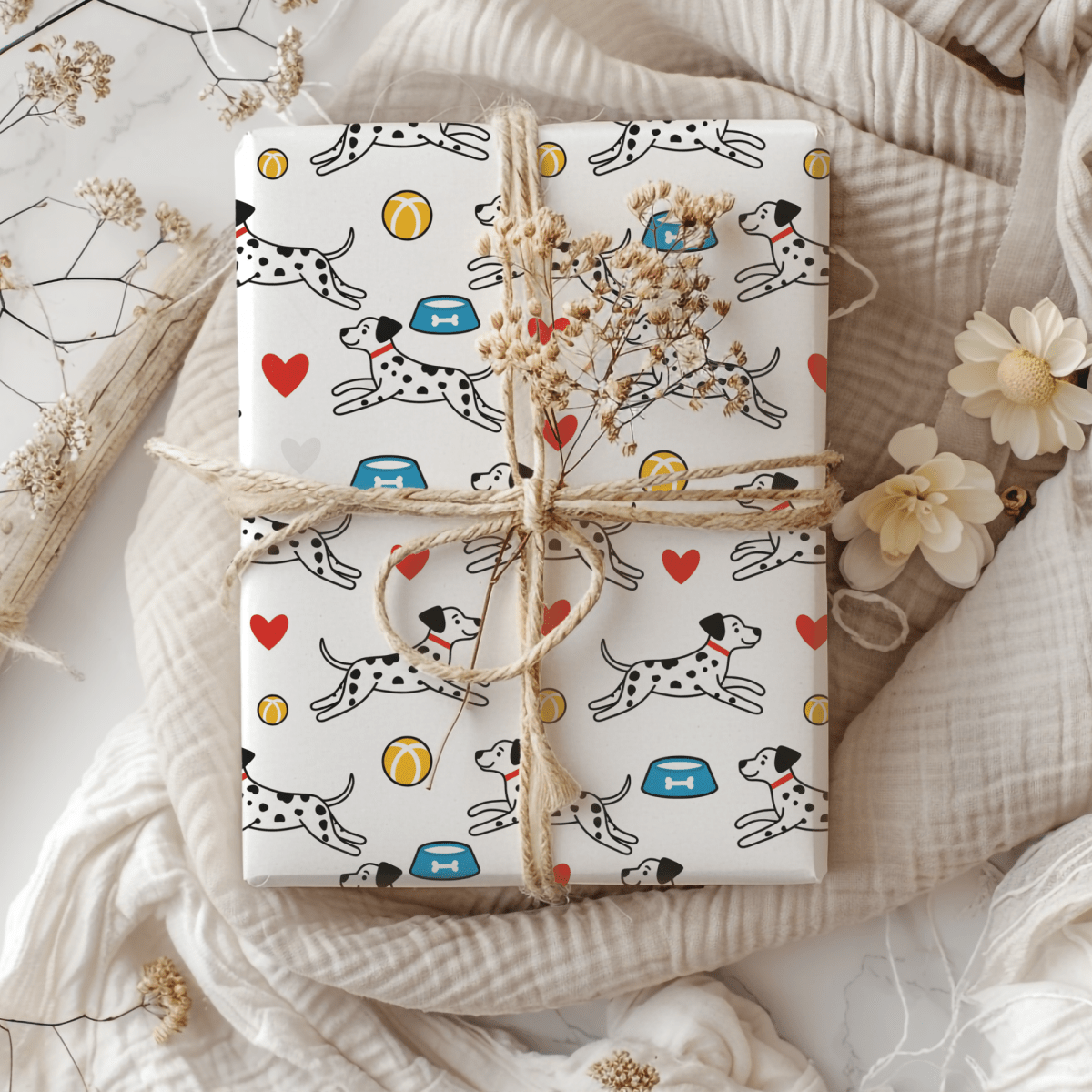 Dash & Dots – Playful Dalmatian Wrapping Paper