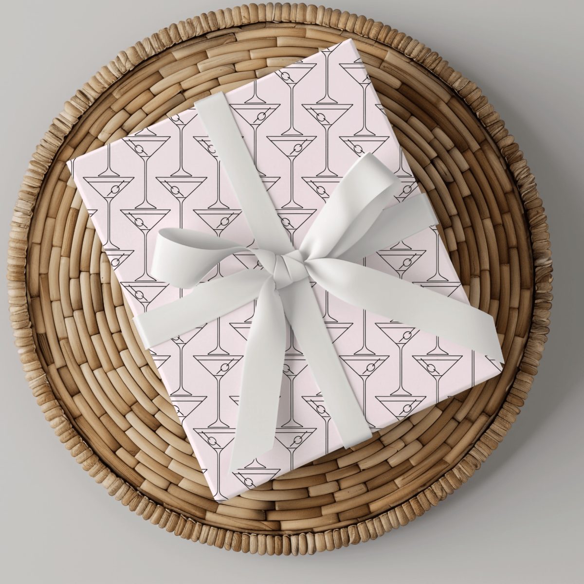 Pinkies Up & Pour Decisions – Martini Line Art Wrapping Paper