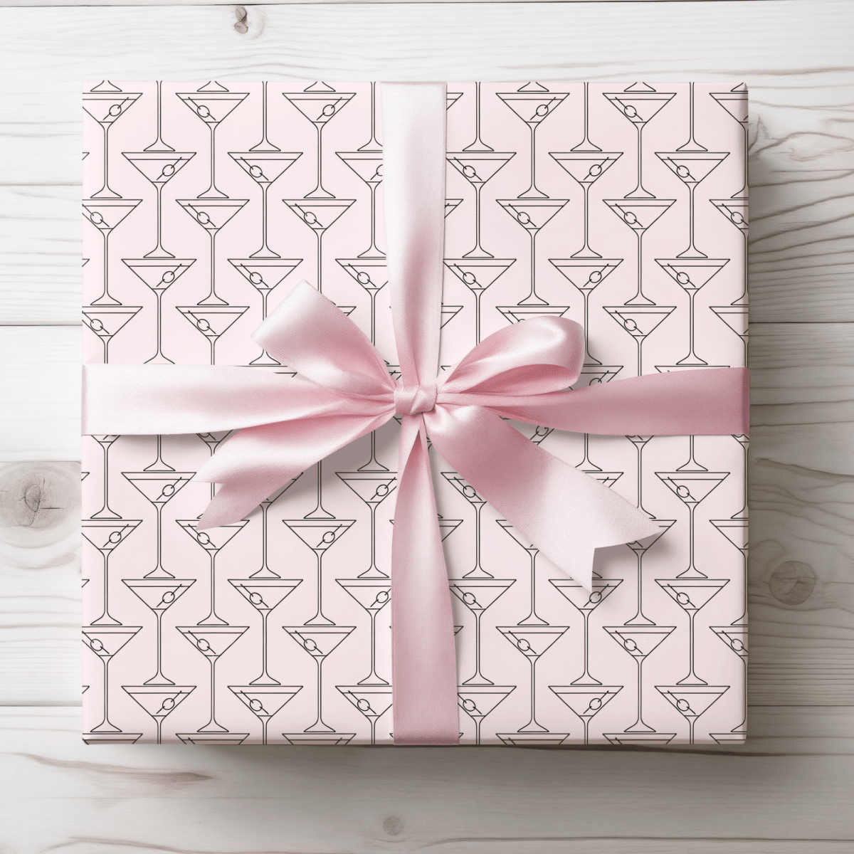 Pinkies Up & Pour Decisions – Martini Line Art Wrapping Paper