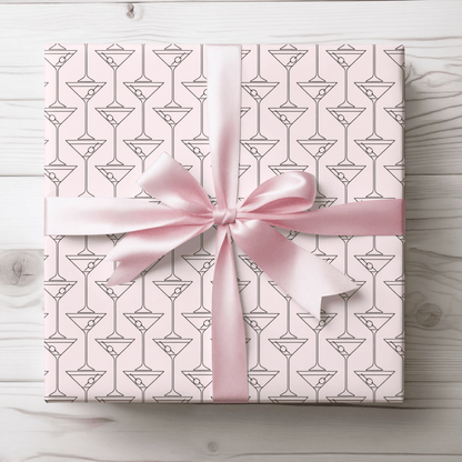 Pinkies Up & Pour Decisions – Martini Line Art Wrapping Paper