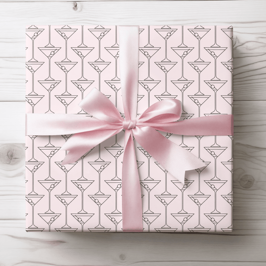 Pinkies Up & Pour Decisions – Martini Line Art Wrapping Paper