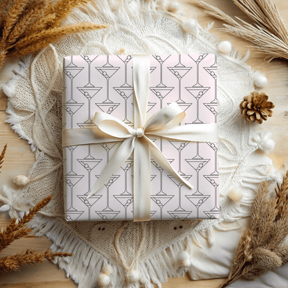 Pinkies Up & Pour Decisions – Martini Line Art Wrapping Paper