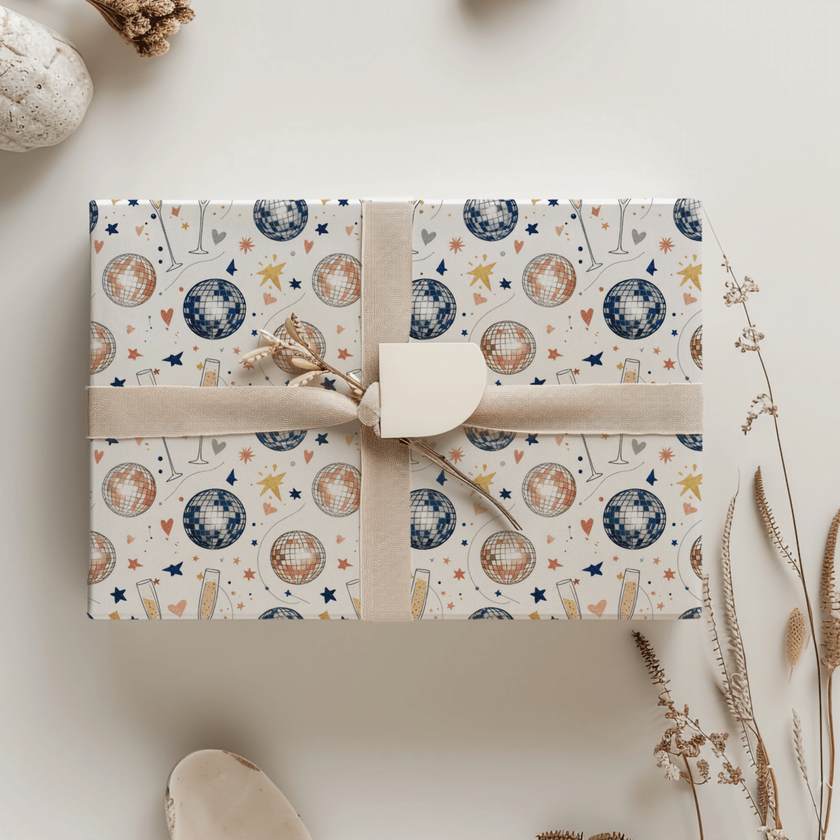 Disco Sips & Midnight Kisses – Martini & Disco Wrapping Paper
