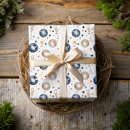 Disco Sips & Midnight Kisses – Martini & Disco Wrapping Paper
