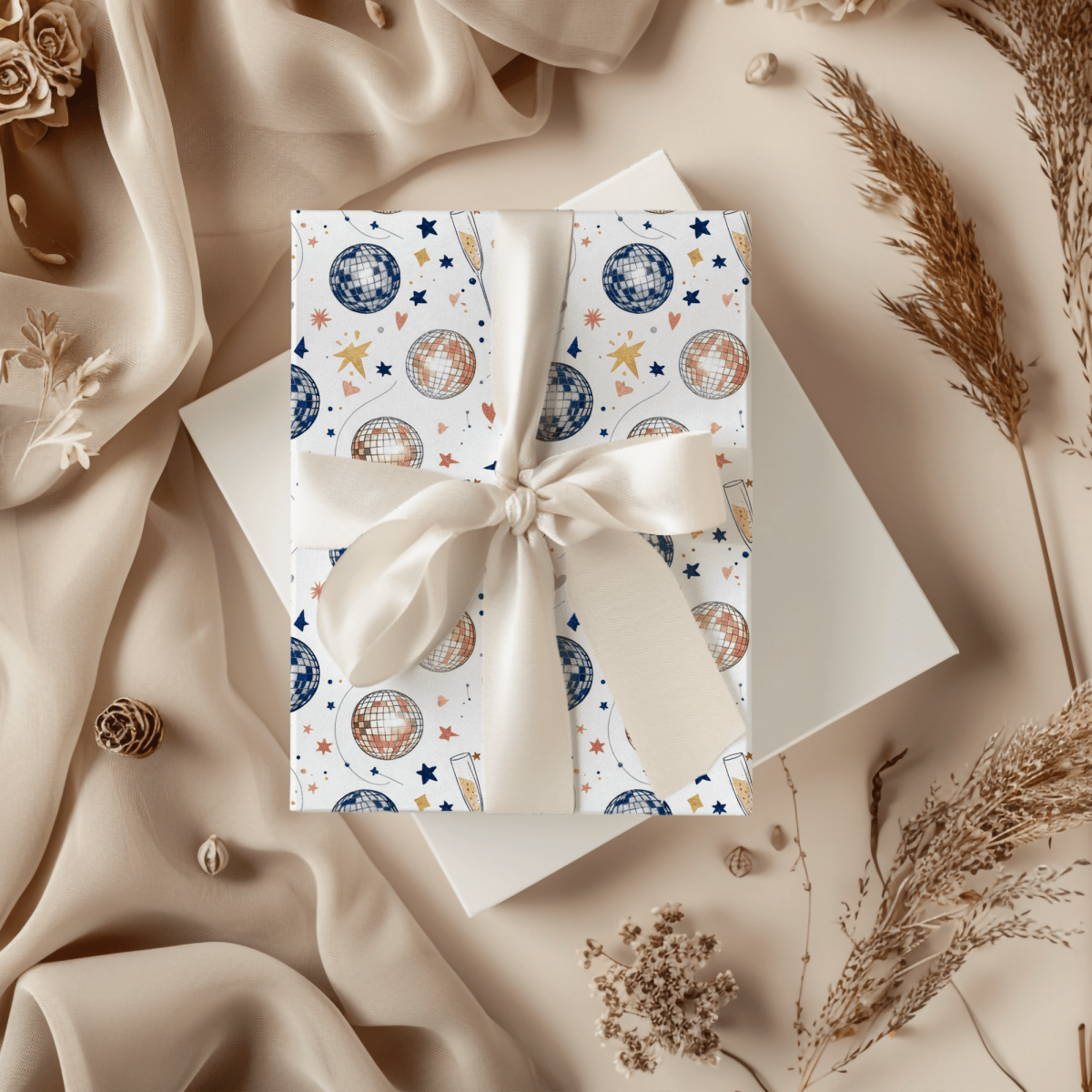 Disco Sips & Midnight Kisses – Martini & Disco Wrapping Paper