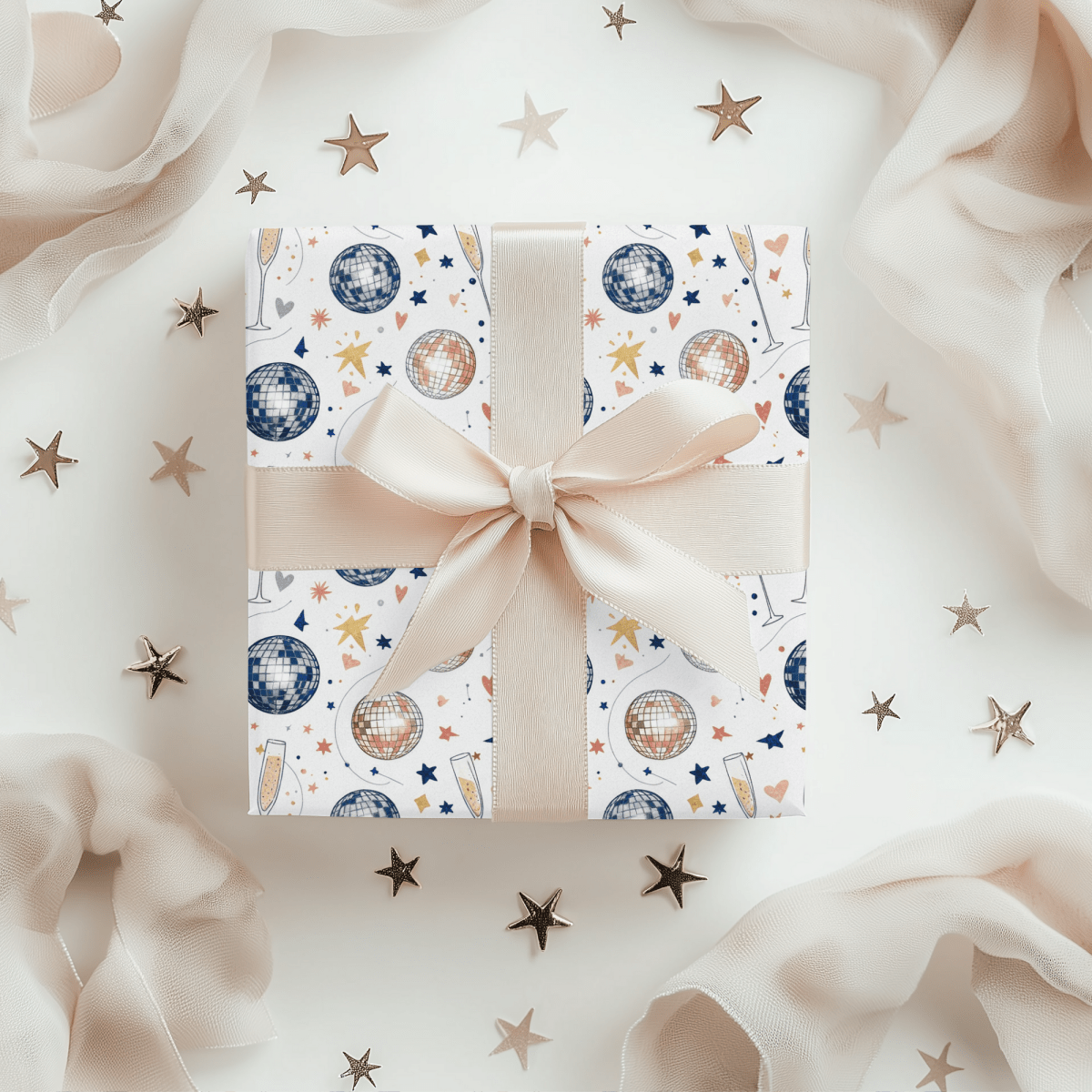 Disco Sips & Midnight Kisses – Martini & Disco Wrapping Paper