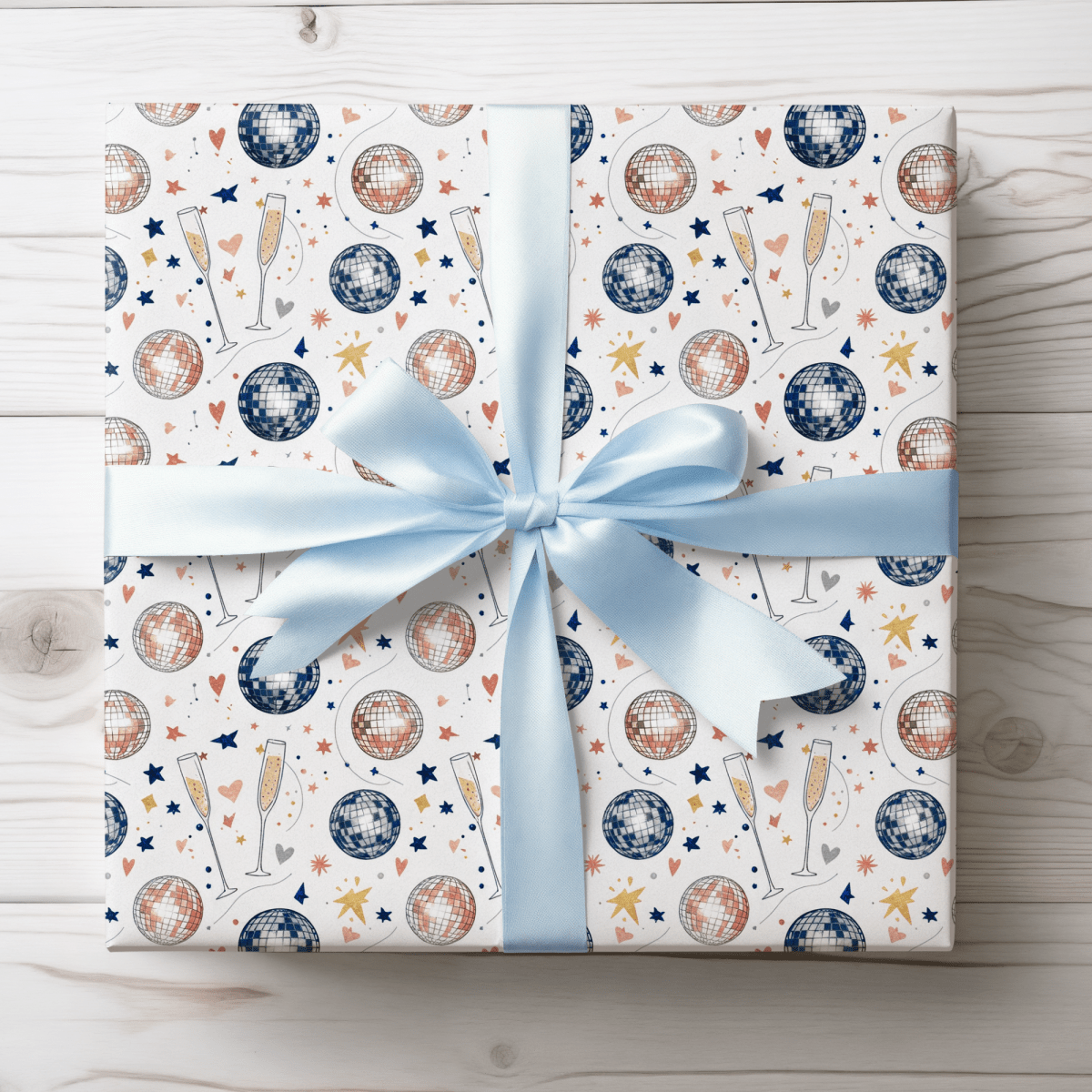 Disco Sips & Midnight Kisses – Martini & Disco Wrapping Paper