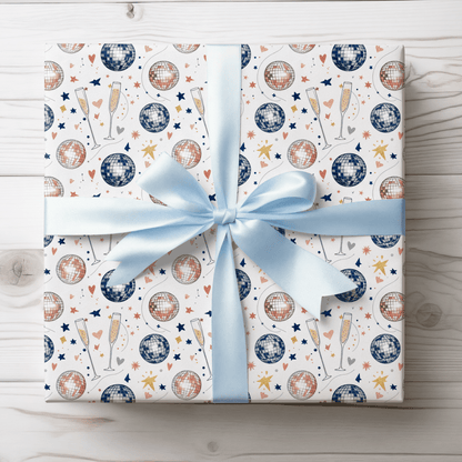 Disco Sips & Midnight Kisses – Martini & Disco Wrapping Paper