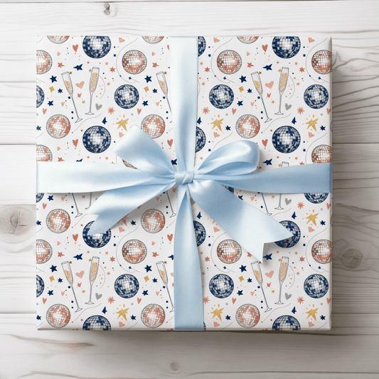 Disco Sips & Midnight Kisses – Martini & Disco Wrapping Paper