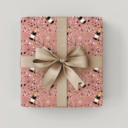 Cork Pops & Confetti Drops – Champagne Celebration Wrapping Paper