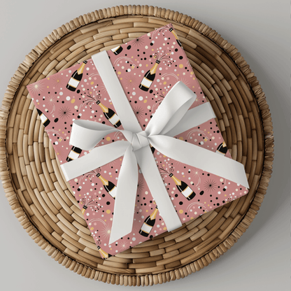 Cork Pops & Confetti Drops – Champagne Celebration Wrapping Paper