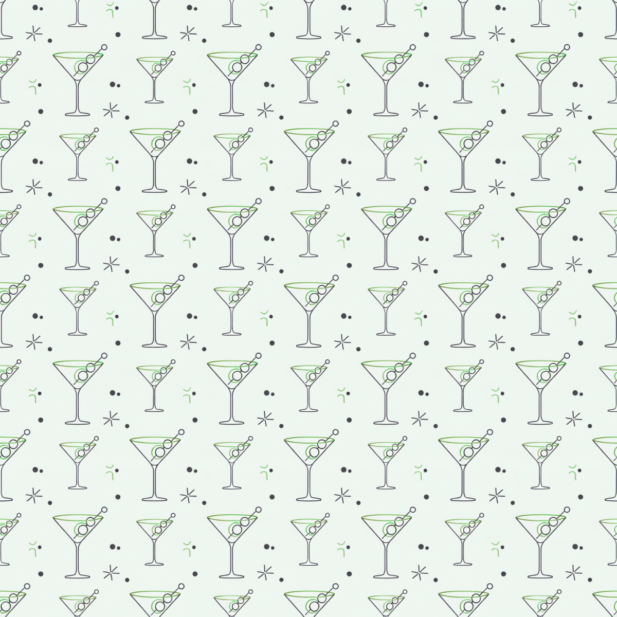 Neat Lines & Dirty Martinis – Green Martini Wrapping Paper