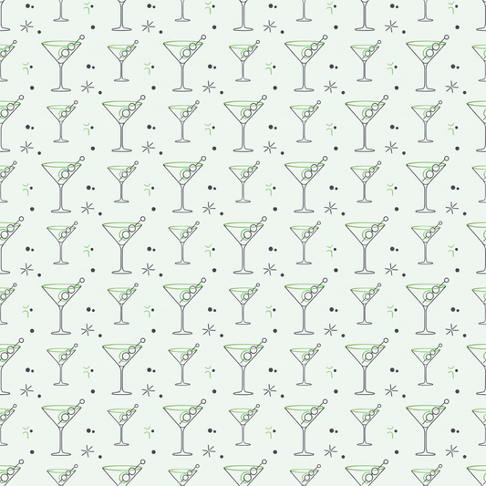 Neat Lines & Dirty Martinis – Green Martini Wrapping Paper