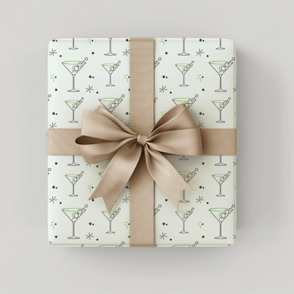 Neat Lines & Dirty Martinis – Green Martini Wrapping Paper