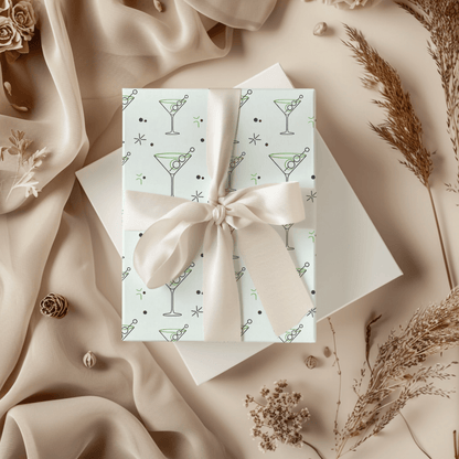 Neat Lines & Dirty Martinis – Green Martini Wrapping Paper