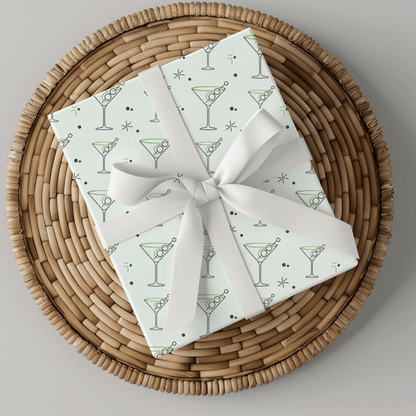Neat Lines & Dirty Martinis – Green Martini Wrapping Paper