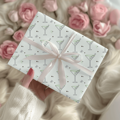 Neat Lines & Dirty Martinis – Green Martini Wrapping Paper