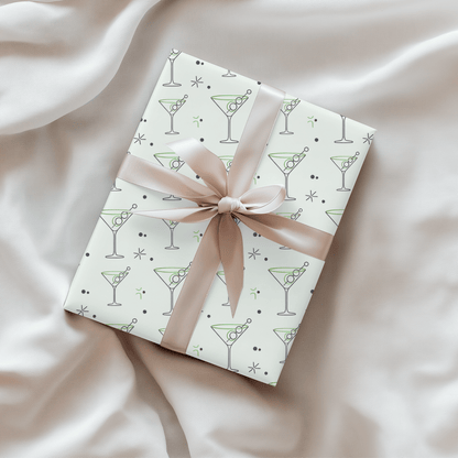 Neat Lines & Dirty Martinis – Green Martini Wrapping Paper