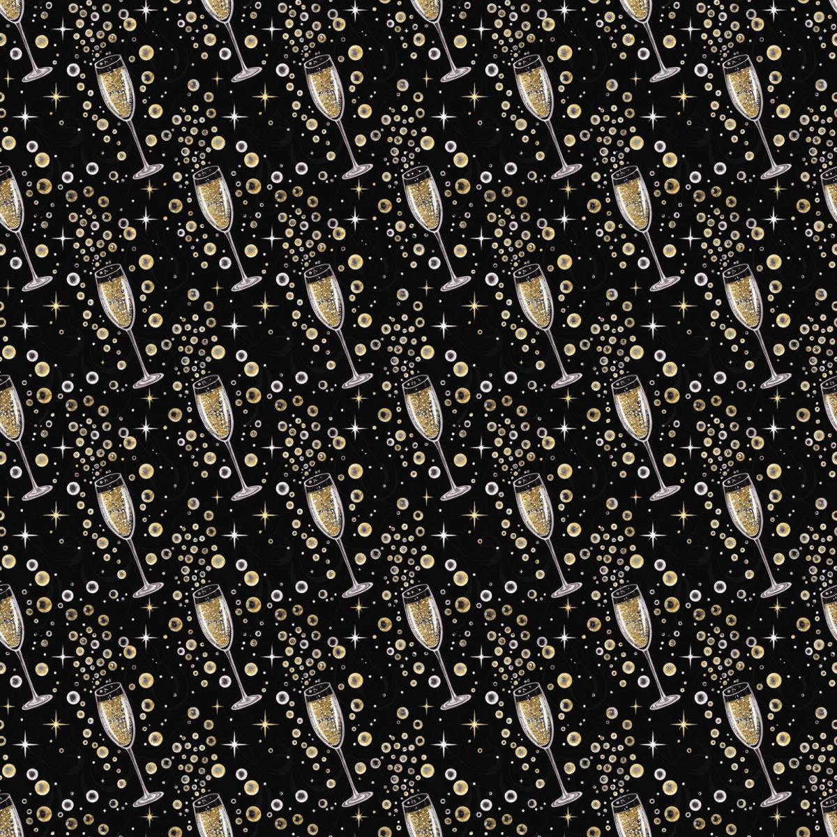 Pop, Fizz & Midnight Kisses – Champagne Celebration Wrapping Paper
