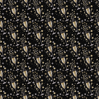 Pop, Fizz & Midnight Kisses – Champagne Celebration Wrapping Paper