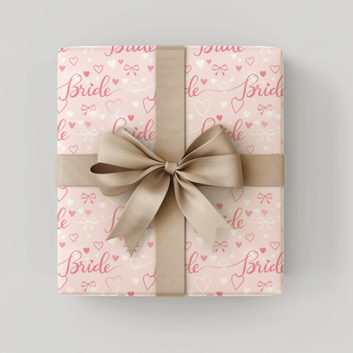 Blushing Bride Bows & Hearts – Bridal Shower Wrapping Paper