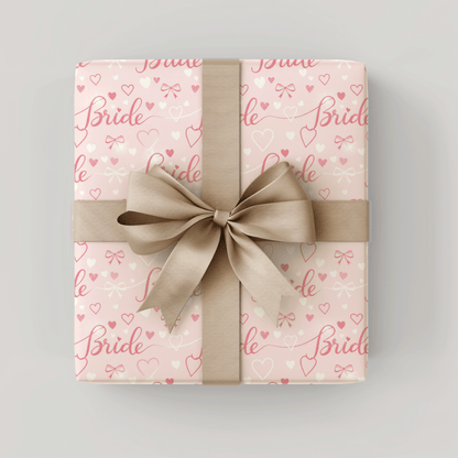 Blushing Bride Bows & Hearts – Bridal Shower Wrapping Paper