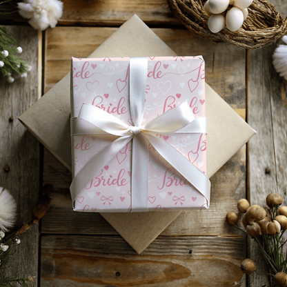 Blushing Bride Bows & Hearts – Bridal Shower Wrapping Paper
