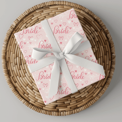 Blushing Bride Bows & Hearts – Bridal Shower Wrapping Paper