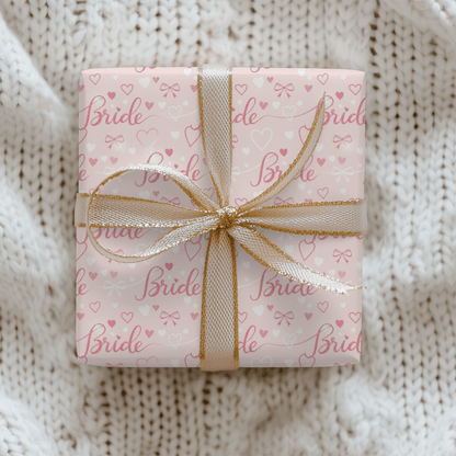 Blushing Bride Bows & Hearts – Bridal Shower Wrapping Paper