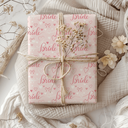 Blushing Bride Bows & Hearts – Bridal Shower Wrapping Paper